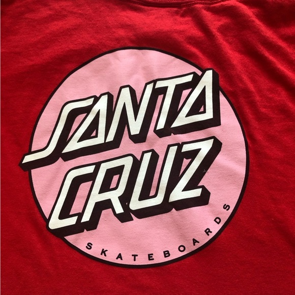 Santa Cruz Skateboards Ombré Logo T Shirt in Red & Pink Size L - Picture 5 of 9